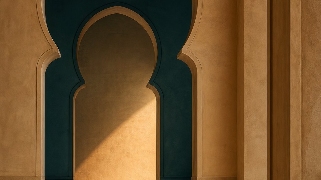 A quiet archway in warm sand stone